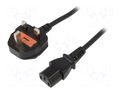 Cable; 3x0.75mm2; BS 1363 (G) plug,IEC C13 female; PVC; 1.8m SUNNY SUNNY-C13G18