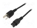 Cable; 3x0.75mm2; IEC C5 female,NEMA 5-15 (B) plug; PVC; 1.8m SUNNY SUNNY-C5U18