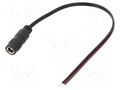 Cable; 2x0.5mm2; wires,DC 5,5/2,1 socket; straight; black; 0.2m SUNNY ECJ02F2155STST