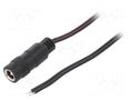 Cable; 2x0.5mm2; wires,DC 5,5/2,1 socket; straight; black; 0.8m SUNNY ECJ08F2155STST
