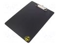 Clipboard; ESD; A4; Application: for storing documents; black STATICTEC PRT-STS1250