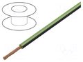Wire; FLRY-B; 1x0.35mm2; stranded; Cu; PVC; green-black; 60V BQ CABLE FLRY-B0.35-GR/BK/1