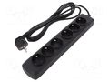 Plug socket strip: supply; Sockets: 6; 250VAC; 10A; black ARMAC ARCOLOR6/30/CZ