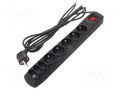 Plug socket strip: protective; Sockets: 8; 250VAC; 10A; black ARMAC R8/30/CZ
