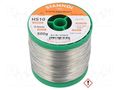 Tin; lead free; Sn95,5Ag3,8Cu0,7; 0.5mm; 0.5kg; reel; 217°C; HS10 STANNOL SN955HS10/0.5/0.5