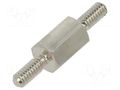 Screwed spacer sleeve; 6mm; Ext.thread: M2; hexagonal; brass DREMEC TMM-M2X6/DR411