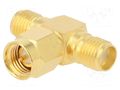 T adapter; SMA male,SMA female x2; T; 50Ω; PTFE; gold-plated AMPHENOL RF 132217