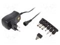 Power supply: switching; mains,universal,plug-in; 3VDC,; 0.6A MINWA ELECTRONICS MWMA06EU/6XC