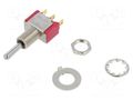Switch: toggle; Pos: 3; SP3T; ON-OFF-ON; 0.02A/20VAC; 0.02A/20VDC C&K 7103SYZBE