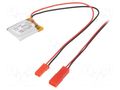 Re-battery: Li-Po; 3.7V; 150mAh; cables,JST SYR-02T socket CELLEVIA BATTERIES ACCU-LP402025/CL