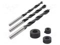 Drill set; blister; for dowel connections,wood,chipboard; 3pcs. WOLFCRAFT WF2730000