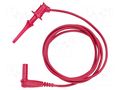 Test lead; 5A; clip-on hook probe,angular banana plug 4mm; red POMONA POM-6244-48-2