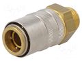 Quick connection coupling; straight; max.15bar; brass; Seal: FPM PNEUMAT S09H-GZ38