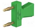 Connector: 2mm banana; stackable safety shunt; green; 10A; 30.4mm STÄUBLI KS2-12L/A-25