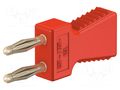 Connector: 2mm banana; stackable safety shunt; 10A; red; 30.4mm STÄUBLI KS2-6L/A-22