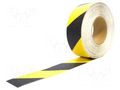 Tape: warning; yellow-black; L: 18.3m; W: 102mm; Thk: 1.05mm COBA EUROPE COBA-GF010703