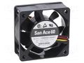 Fan: DC; axial; 12VDC; 60x60x25mm; 39m3/h; 33dBA; ball; 4600rpm SANYO DENKI 109R0612S401