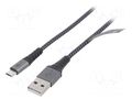 Cable; USB 2.0; USB A plug,USB B micro plug; 2m; 480Mbps; textile Goobay USB-MICRO-TXT/2.0