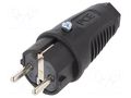 Connector: AC supply; male; plug; 2P+PE; 250VAC; 16A; Colour: black PCE 0522-SS