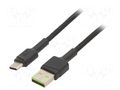 Cable; USB 2.0; USB A plug,USB C plug; 2m; black; 480Mbps; textile GREEN CELL GC-KABGC13