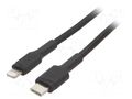 Cable; USB 2.0; Apple Lightning plug,USB C plug; 1m; black; 18W GREEN CELL GC-KABGC07