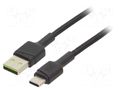 Cable; USB 2.0; USB A plug,USB C plug; 1.2m; black; 480Mbps; 18W GREEN CELL GC-KABGC22