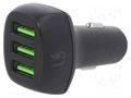 USB power supply; USB A socket x3; Sup.volt: 12÷24VDC; black GREEN CELL GC-CADGC01