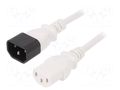 Cable; 3x1mm2; IEC C13 female,IEC C14 male; PVC; 5m; white; 10A LIAN DUNG WN111-3/10/5W
