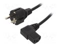 Cable; 3x0.75mm2; PVC; 1m; black; 16A; 250V; Type: Uni-Schuko LIAN DUNG SN320-3/07/1BK