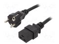 Cable; CEE 7/7 (E/F) plug,IEC C19 female; 1.8m; black; 16A; 250V LOGILINK CP152