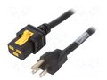 Cable; 3x14AWG; IEC C19 female,NEMA 5-15 (B) plug; PVC; 6m; black SCHURTER 6051.2141