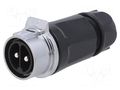 Connector: circular; plug; size 28; 02; male; PIN: 2; 500V; Quicklock LUTRONIC 2850-02-T20CR-A