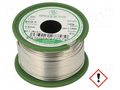 Tin; lead free; Sn99Ag0,3Cu0,7; 0.8mm; 0.1kg; reel; 217÷227°C BROQUETAS ECO5-08/01H