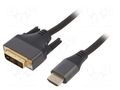 Cable; DVI-D (18+1) plug,HDMI plug; textile; 1.8m; black GEMBIRD CC-HDMI-DVI-4K-6