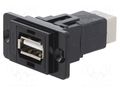 Coupler; USB A socket,USB B socket; DUALSLIM; USB 2.0; metal CLIFF CP30709NMB