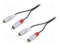 Cable; RCA plug x2,both sides; 2m; Plating: gold-plated; black QOLTEC QOLTEC-52337