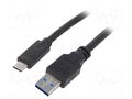 Cable; USB 3.0; USB A plug,USB C plug; gold-plated; 1.8m; black GEMBIRD CCP-USB3-AMCM-6