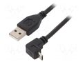 Cable; USB 2.0; USB A plug,USB B micro plug (angle); 1.8m; black GEMBIRD CCP-MUSB2-AMBM90-6