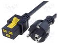 Cable; 3x1.5mm2; CEE 7/7 (E/F) plug,IEC C19 female; PVC; 2m; 16A SCHURTER 6051.2043