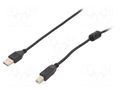 Cable; USB 2.0; USB A plug,USB B plug; gold-plated; 1.8m; black GEMBIRD CCF-USB2-AMBM-6