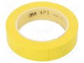 Tape: marking; yellow; L: 33m; W: 25mm; Thk: 0.13mm; 2.5N/cm; 130% 3M 3M-471-25-33/YE