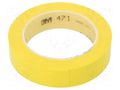 Tape: marking; yellow; L: 33m; W: 25mm; Thk: 0.13mm; 2.5N/cm; 130% 3M 3M-471-25-33/YE