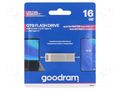 Pendrive; USB 3.2; 16GB; R: 60MB/s; W: 20MB/s; silver; USB A,USB C GOODRAM ODA3-0160S0R11