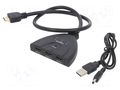 Switch; HDCP 1.4,HDMI 1.4; 0.5m; Input: HDMI socket x3; black LOGILINK HD0040
