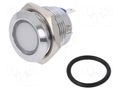 Indicator: LED; flat; white; 12VDC; 12VAC; Ø16mm; connectors; brass NINIGI IND16-12W-C