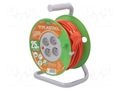 Extension lead; 3x1.5mm2; reel,Schuko; Sockets: 4; PVC; orange; 25m PLASTROL W-98948