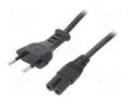 Cable; 2x0.75mm2; CEE 7/16 (C) plug,IEC C7 female; PVC; 4m; black SCHURTER 6013.0478