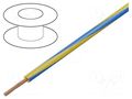 Wire; H05V-K,LgY; stranded; Cu; 1mm2; PVC; yellow-blue; 300V,500V BQ CABLE LGY1.0-YL/BL