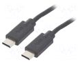 Cable; USB 2.0; USB C plug,both sides; 2m; black QOLTEC QOLTEC-52345