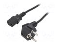 Cable; 3x0.75mm2; CEE 7/7 (E/F) plug angled,IEC C13 female; PVC ESPE KAB-EUL-P3-1.8-BK